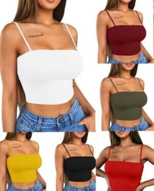 Sexy Tank Top Halter Crop Tops Women solid Camisole Fashion Casual Tube Sling