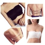 Sexy Women Tube Top Cross Bra Padded Crop Lace Strapless Seamless Short Bandeau