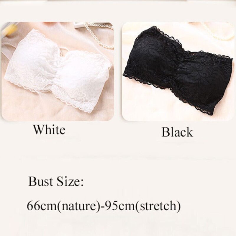 Sexy Women Tube Top Cross Bra Padded Crop Lace Strapless Seamless Short Bandeau - Image 4